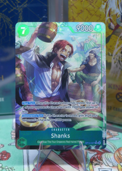 One Piece TCG Shanks OP14-027 Azure Sea Seven English NM Alt Art Parallel Holo - Image 1
