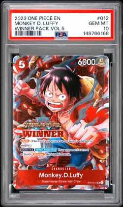 Monkey.D.Luffy PSA 10 - ST01-012 - Promo WINNER Stamp PACK VOL 5 - One Piece TCG - Image 1