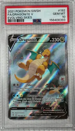 PSA 10 GEM MINT Dragonite V Alt Art 192/203 Evolving Skies Pokemon TCG 2021 - Image 1