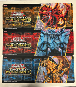 Yugioh Set of All 3 Battle Pack 2 War of the Giants Playmats!! Slifer Obelisk Ra - Image 1