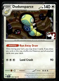 2025 Pokemon Stamped Prize Pack Series 7 Dudunsparce #129 Near Mint Holo - Image 1