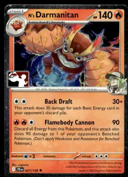 2025 Pokemon Stamped Prize Pack Series 7 N's Darmanitan #27 Near Mint Holo - Image 1