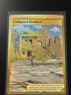 Pokemon TCG Collapsed Stadium Holo Gold Secret Rare Card 215/196 Lost Origin - Image 3