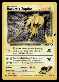 2000 Pokemon Gym - Challenge Rocket’s Zapdos #15 Light Play Holo - Image 1