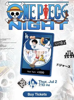 ONE PIECE X DODGERS PROMO MONKEY D LUFFY DON CARD ONLY 7/2/26 PRESALE - Image 1