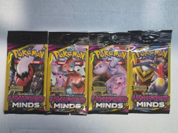 Pokemon Sun & Moon Unified Minds 3-Card - 4 Packs Long Crimp - Art Set - Image 1