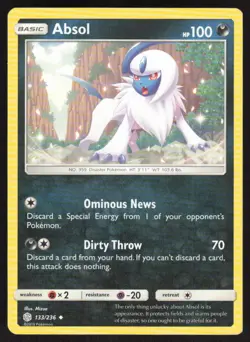 Absol 133/236 Uncommon Cosmic Eclipse Pokemon Lightly Played - Image 1
