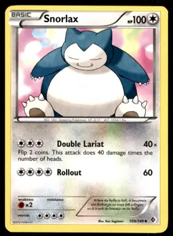 2012 Pokemon Black & White - Boundaries Crossed Snorlax #109 Light Play - Image 1