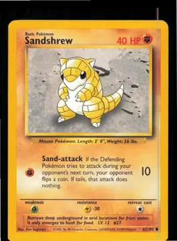 Sandshrew 62/102 Common Base Set Unlimited Pokemon Near Mint - Image 1