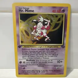Pokemon Mr. Mime Jungle Holo Rare 1st Edition 40 HP 06/64 English Card LP - Image 1