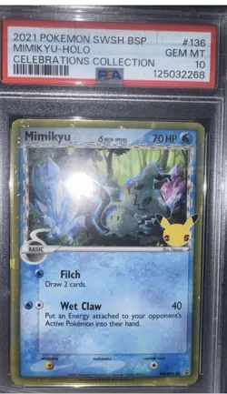 PSA 10 Gem Mint Mimikyu Delta Species SWSH136 Graded 2021 Pokemon English - Image 1