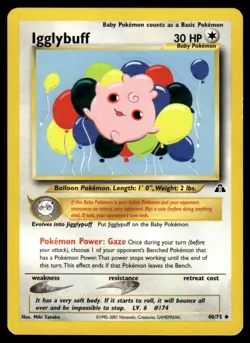 2001 Pokemon Neo - Discovery Igglybuff #40 Heavy Play - Image 1