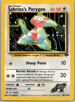 Sabrina's Porygon 98/132 Common Gym Challenge Pokemon Unlimited Near Mint - Image 1