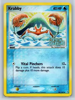 2006 Pokemon Crystal Guardians Krabby #54/100 Holo Stamp - Image 1