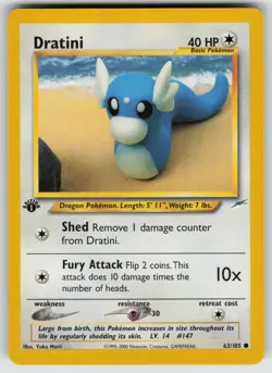 Dratini 63/105 Common Neo Destiny Pokemon 1st Edition Lightly Played - Image 1
