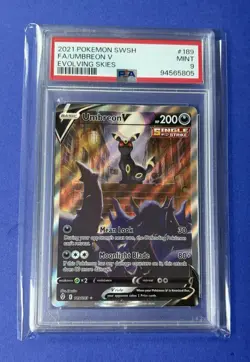 2021 Pokemon SWSH FA/Umbreon V Evolving Skies #189 PSA 9 MINT - Image 1