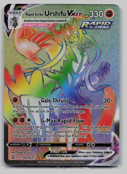 Rapid Strike Urshifu VMAX 169/163 Rainbow Rare Battle Styles Pokemon Near Mint - Image 1