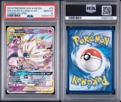 2019 Pokemon Cosmic Eclipse Solgaleo & Lunala GX 75/236 PSA 10 Tag Team Holo - Image 3