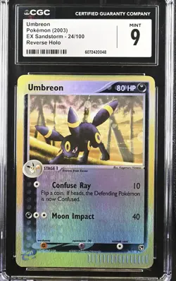 2003 POKEMON EX SANDSTORM #24 UMBREON-REVERSE FOIL CGC 9 Mint - Image 1