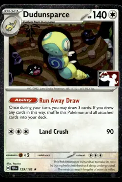 2025 Pokemon Stamped Prize Pack Series 7 Dudunsparce #129 Near Mint Holo - Image 1