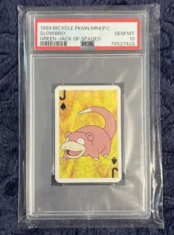 1999 RARE POKEMON BICYCLE MINI PLAYING CARDS GREEN SLOWPOKE PSA 10 LOW POP 8 - Image 1