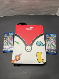 Pokemon Cards With Binder And 2 Korean Packs - Image 1