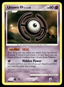 2008 Pokemon Diamond & Pearl - Great Encounters Unown H #29 Light Play - Image 1
