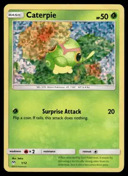 2019 Sun & Moon, Other - McDonald's Collection 2019 Caterpie #1 Heavy Play Holo - Image 1