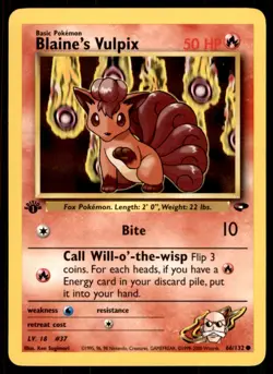 Pokemon Gym - Challenge Blaine’s Vulpix 1st Edition #66 Heavy Play - Image 1