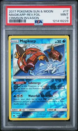2017 POKEMON SUN & MOON CRIMSON INVASION #17 MAGIKARP-REVERSE FOIL PSA 9 - Image 1
