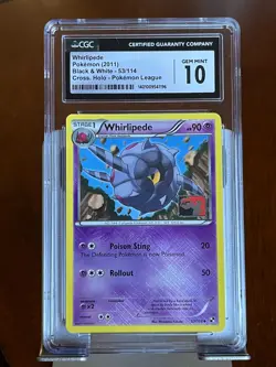 Pokemon Whirlipede 53 Black & White Cross. Holo Pokemon League CGC 10 Gem Mint - Image 1
