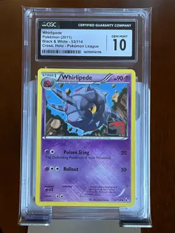 Pokemon Whirlipede 53 Black & White Cross. Holo Pokemon League CGC 10 Gem Mint - Image 3