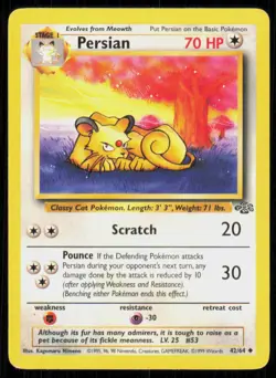 1999 Pokemon Vintage WOTC Jungle Persian #42 - Poor - Image 1
