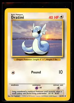 1999 Classic - Base Set Dratini Basic/Uncommon #26 Pokemon Card - Image 1