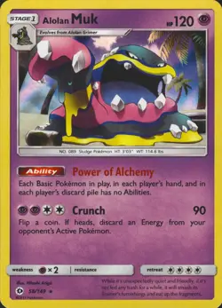 Alolan Muk 58/149 Holo Rare SM Base Set Mint Pokemon Card - Image 1