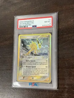 2005 POKEMON EX DELTA SPECIES #7 JOLTEON REVERSE Holo FOIL PSA 8 STAMPED - Image 3