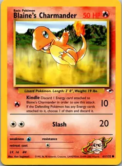 Blaine's Charmander 61/132 Common Gym Heroes Pokemon Unlimited Near Mint - Image 1