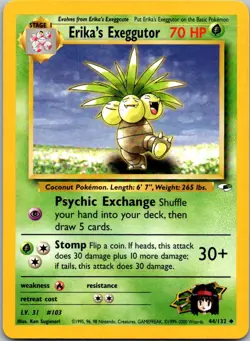 Erika's Exeggutor 44/132 Uncommon Gym Heroes Pokemon Unlimited Near Mint - Image 1