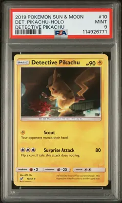 Pokemon TCG Detective Pikachu 10/18 Sun & Moon Holo Promo PSA 9 - Image 1