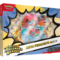Pokemon TCG Ascended Heroes MEGA FERALIGATR Ex Box FACTORY SEALED NEW 4 PACKS! - Image 1