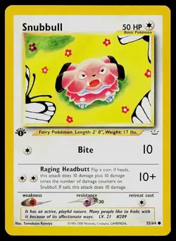 Pokemon Card Neo Revelation Snubbull 55/64 1st Edition Common - Image 1