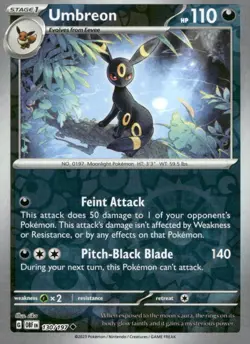 Umbreon 130/197 Uncommon Obsidian Flames Pokemon Reverse Holo Near Mint - Image 1