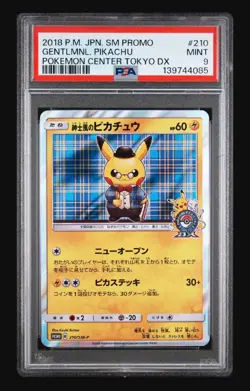 PSA 9 Gentleman Pikachu 210/SM-P Promo Japanese Pokemon Card 2018 - Image 1