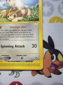 Furret 48/147 2002 Aquapolis Regular Pokemon Card MP+ - Image 4