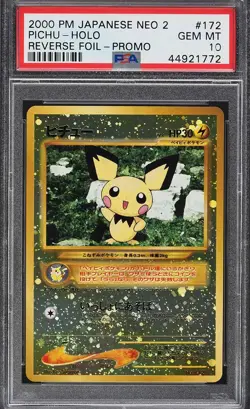 Pokemon Card Japanese Reverse Holo Pichu No. 172 PSA 10 GEM MINT Neo 2 Promo - Image 1