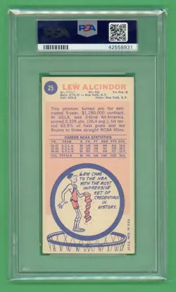 Lew Alcindor 1969 Topps (Kareem Abdul Jabbar) Rookie Card #25 PSA 4 - Image 2