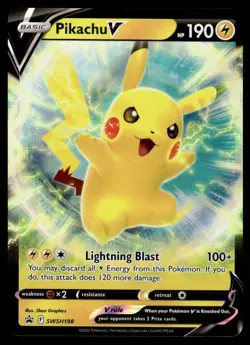 2022 Sword & Shield - Black Star Promos Pikachu V - #SWSH198 Light Play Holo - Image 1