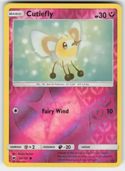Cutiefly 95/147 Common Burning Shadows Pokemon Reverse Holo Lightly Played - Image 1
