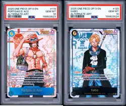 PSA 10 Sequential One Piece OP13 Ace 119 Sabo 120 Parallel Alt Art Gem Mint Eng - Image 1