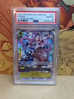 2026 ONE PIECE OP14-EB04-THE AZURE SEA'S SEVEN ALTERNATE ART #111 PERONA PSA 10 - Image 1